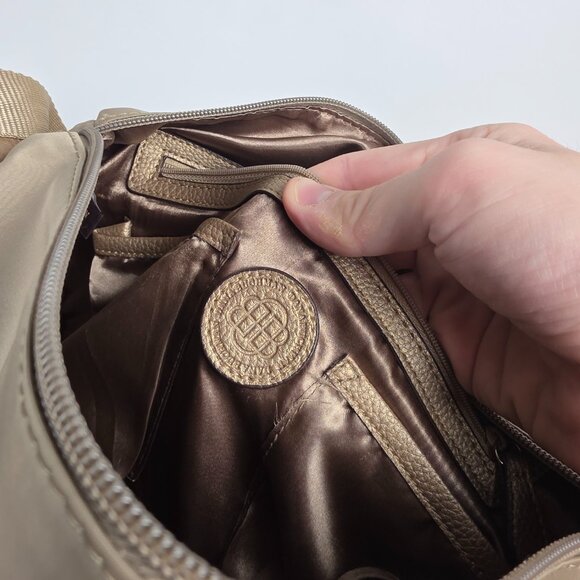 Dana Buchman Champagne Brown Messenger Bag with Metallic Pebbled Accents - Picture 13 of 13